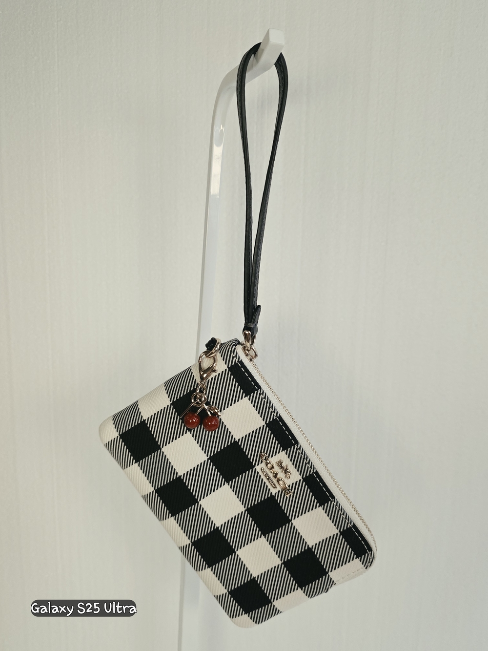 NWT Coach Gingham Corner Zip Wristlet